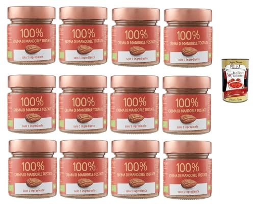 Eurocompany, Crema Spalmabile 100% Di Mandorle tostate, Brotaufstrich creme 100% Geröstete Mandeln, Nur eine Zutat, 12x 175g + Italian Gourmet polpa 400g von Italian Gourmet E.R.