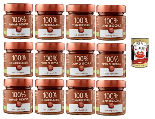 Eurocompany, Crema Spalmabile 100% Di Nocciole, Brotaufstrich creme 100% Haselnüsse, Nur eine Zutat, 12x 175g + Italian Gourmet polpa 400g von Italian Gourmet E.R.