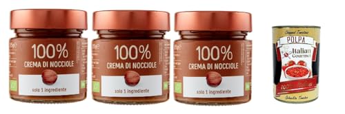 Eurocompany, Crema Spalmabile 100% Di Nocciole, Brotaufstrich creme 100% Haselnüsse, Nur eine Zutat, 3x 175g + Italian Gourmet polpa 400g von Italian Gourmet E.R.