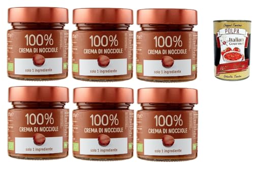 Eurocompany, Crema Spalmabile 100% Di Nocciole, Brotaufstrich creme 100% Haselnüsse, Nur eine Zutat, 6x 175g + Italian Gourmet polpa 400g von Italian Gourmet E.R.