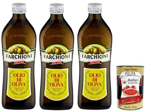 FARCHIONI Olio di Oliva Classico, Olivenöl, bestehend aus raffinierten Olivenölen und nativen Olivenölen, 3x 1 LT + Italian Gourmet polpa 400g von Italian Gourmet E.R.