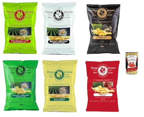 FOX Natural Quality Vintage Potatoes Mega Pack, Premium italienische handgefertigte Kartoffel crisps chips 6x 120g + Italian Gourmet polpa 400g von Italian Gourmet E.R.