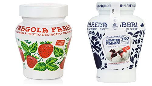 Fabbri Erdbeere Opaline 230gr Erdbeeren in Sirup + Amarena-Kirschen in Sirup 230g + Italian Gourmet Polpa von Italian Gourmet E.R.