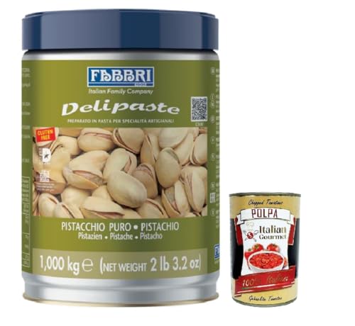 Fabbri Pistazienpaste Pistacchio, Produkt in Pasta basiert auf Pistaziensaft zu Geschmackscreme und Cremes und erstellen Sie originelle Desserts. 1 Kg + Italian Gourmet polpa 400g von Italian Gourmet E.R.