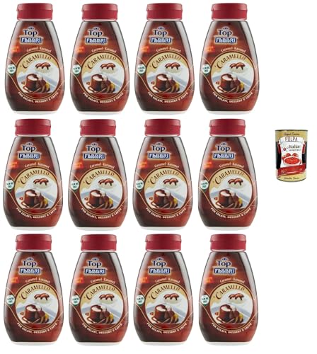 Fabbri Topping Caramello süße Karamellsauce für Eis, Desserts und Kaffee 12x 225g Gluten-frei gebrauchsfertige Sauce dessertsaucen + Italian Gourmet polpa 400g von Italian Gourmet E.R.