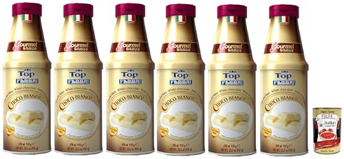 Fabbri Topping sauce Cioccolato Bianco, Weiße Schokolade für Eis, Desserts und Kaffee 6x 950g Gluten-frei gebrauchsfertige Sauce + Italian Gourmet polpa 400g von Italian Gourmet E.R.