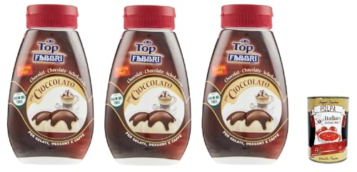 Fabbri Topping sauce Cioccolato Schokolade für Eis, Desserts und Kaffee 3x 225g Gluten-frei gebrauchsfertige Sauce + Italian Gourmet polpa 400g von Italian Gourmet E.R.