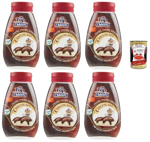 Fabbri Topping sauce Cioccolato Schokolade für Eis, Desserts und Kaffee 6x 225g Gluten-frei gebrauchsfertige Sauce + Italian Gourmet polpa 400g von Italian Gourmet E.R.