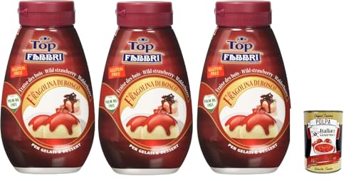 Fabbri Topping sauce Frutti di bosco, Beeren für Eis, Desserts und Kaffee 3x 225g Gluten-frei gebrauchsfertige Sauce + Italian Gourmet polpa 400g von Italian Gourmet E.R.