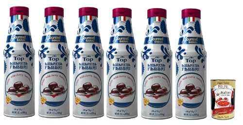 Fabbri top amarena, Gourmet Sauce Topping Amarena Schwarze Kirsche Süß-saure Kirschsauce zum Garnieren und Überziehen von Eis und Desserts 6x 950g + Italian Gourmet polpa 400g von Italian Gourmet E.R.