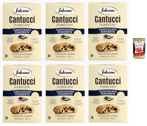 Falcone Cantucci al Cioccolato, Mandelgebäck mit Schokoladenstückchen, Kekse mit Schokolade aus Italien, insgesamt Gebäckstücke, 6x 200g + Italian Gourmet polpa 400g von Italian Gourmet E.R.