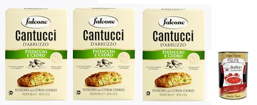 Falcone Cantucci al Pistacchio e Cedro, Kekse mit Pistazien Ceder-Zitrone aus Italien, insgesamt Gebäckstücke, 3x 200g + Italian Gourmet polpa 400g von Italian Gourmet E.R.