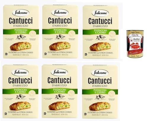 Falcone Cantucci al Pistacchio e Cedro, Kekse mit Pistazien Ceder-Zitrone aus Italien, insgesamt Gebäckstücke, 6x 200g + Italian Gourmet polpa 400g von Italian Gourmet E.R.