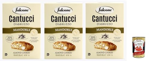 Falcone Cantucci alla Mandorla, Mandelgebäck aus Italien, Keks mit Mandeln, insgesamt Gebäckstücke, 3x 200g + Italian Gourmet polpa 400g von Italian Gourmet E.R.