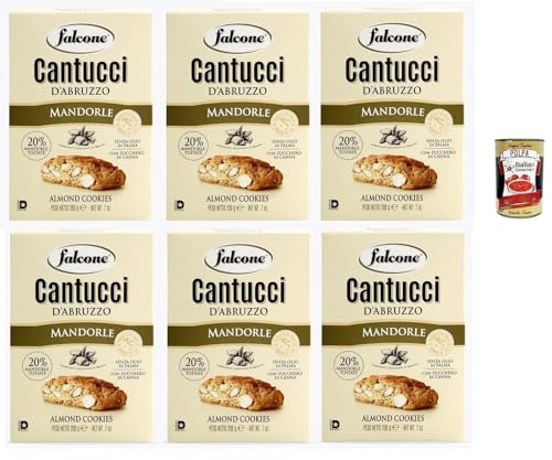 Falcone Cantucci alla Mandorla, Mandelgebäck aus Italien, Keks mit Mandeln, insgesamt Gebäckstücke, 6x 200g + Italian Gourmet polpa 400g von Italian Gourmet E.R.