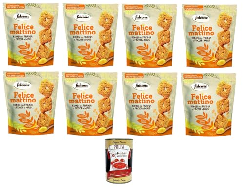 Falcone- Felice Mattino Frollini Rombi con Farina e Fiocchi di Mais Lozenge Shortbread mit Mehl und Cornflakes 8x500gr + Italian Gourmet polpa 400g von Italian Gourmet E.R.