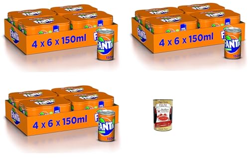 Fanta Original Taste - 72x 150 ml Dosen mit italienischem Orangensaft, ohne Konservierungsmittel, 100% recycelbare, erfrischender Geschmack, funkelnde Erfrischungsgetränk + Italian Gourmet polpa 400g von Italian Gourmet E.R.