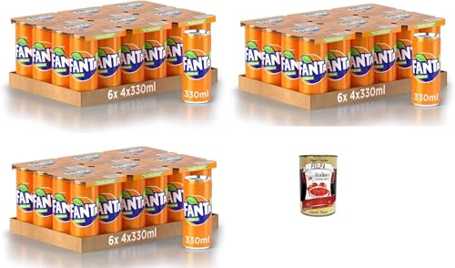 Fanta Original Taste - 72x 330ml Dosen mit italienischem Orangensaft, ohne Konservierungsmittel, 100% recycelbare, erfrischender Geschmack, funkelnde Erfrischungsgetränk + Italian Gourmet polpa 400g von Italian Gourmet E.R.