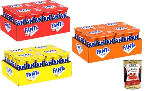 Fanta Zero Zuccheri Testpaket, Orangen Lemonade und Blutorangensaft, ohne Zuckerzusatz und Konservierungsstoffe, Dose, erfrischender Geschmack – 72 x 330 ml + Italian Gourmet polpa 400g von Italian Gourmet E.R.