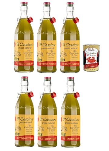 Farchioni Il Casolare - Fruttato Intenso Geschmack - Italienisches Extra Natives Olivenöl 6x 750ml | Ungefiltertes & Kaltgepresstes + Italian Gourmet polpa von Italian Gourmet E.R.