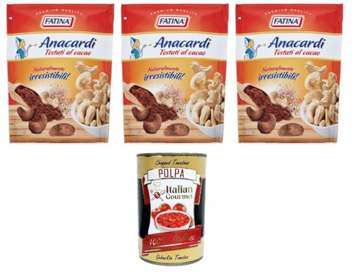 Fatina- Anacardi Tostati al Cacao Geröstete Cashewnüsse mit Kakao 3x 130gr + Italian Gourmet polpa 400g von Italian Gourmet E.R.