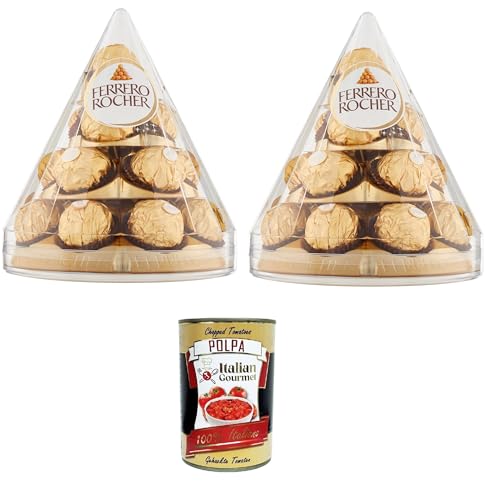 Ferrero Rocher Piramide, Confezione regalo da 17 pezzi Pyramide, Geschenkbox mit 17 Stück 2x 212gr+ Italian Gourmet polpa 400g von Italian Gourmet E.R.