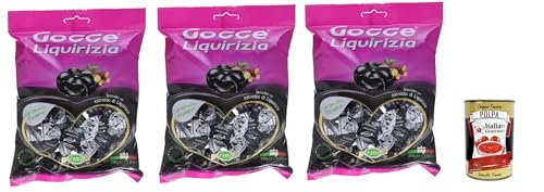 Fida, Gocce di liquirizia, Lakritze gefüllt Harte Süßigkeiten, bonbons, lollies, 3x 200g + Italian Gourmet polpa 400g von Italian Gourmet E.R.