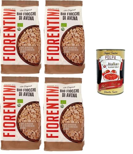 Fiorentini Fiocchi di Avena, Fonte di proteine ad alto contenuto di Fibre Haferflocken, Proteinquelle mit hohem Ballaststoffgehalt 4x500gr + Italian Gourmet polpa 400g von Italian Gourmet E.R.