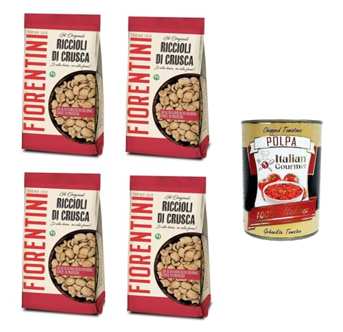 Fiorentini Gli Originali Riccioli di Crusca Die Original Kleielocken Ja zur Figur, Nein zum Hunger 4x250gr + Italian Gourmet polpa 400g von Italian Gourmet E.R.