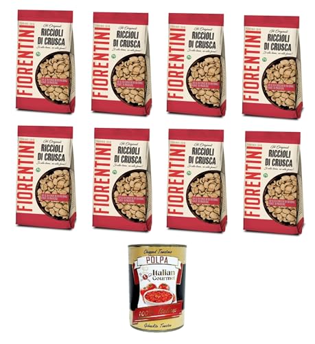 Fiorentini Gli Originali Riccioli di Crusca Die Original Kleielocken Ja zur Figur, Nein zum Hunger 8x250gr + Italian Gourmet polpa 400g von Italian Gourmet E.R.