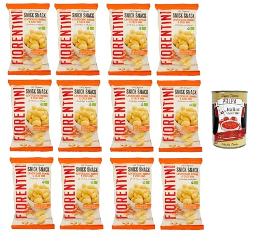 Fiorentini the Originals Snick Snack Lenticchie Rosse e Ceci Rote Linsen und Kichererbsen 12 x 45 g+ Italian Gourmet polpa 400g von Italian Gourmet E.R.