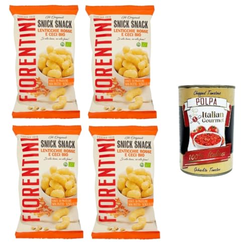 Fiorentini the Originals Snick Snack Lenticchie Rosse e Ceci Rote Linsen und Kichererbsen 4 x 45 g+ Italian Gourmet polpa 400g von Italian Gourmet E.R.