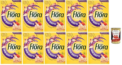 Flora Riso Gran Risotto, 100 % italienischer Reis, Italian rice, 10x 1000g + Italian Gourmet polpa 400g von Italian Gourmet E.R.