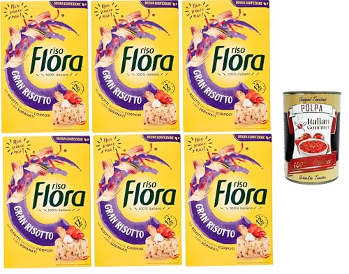 Flora Riso Gran Risotto, für Risottos mit vollmundigen und gut geschälten Körnern 6x1kg + Italian Gourmet polpa 400g von Italian Gourmet E.R.