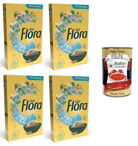 Flora Riso Tre Cereali Riso,Orzo,Farro Drei Getreidereis, Gerste, Dinkel 4x800gr + Italian Gourmet polpa 400g von Italian Gourmet E.R.