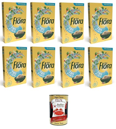 Flora Riso Tre Cereali Riso,Orzo,Farro Drei Getreidereis, Gerste, Dinkel 8x800gr + Italian Gourmet polpa 400g von Italian Gourmet E.R.