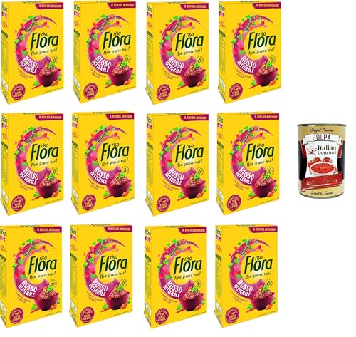 Flora Riso rosso Integrale Roter Vollkornreis Ideal für alle Rezepte 12x500gr +Italian Gourmet polpa 400g von Italian Gourmet E.R.