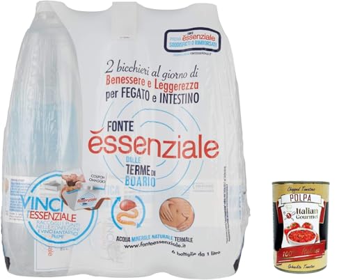 Fonte Essenziale Acqua Minerale Naturale Natürliches Mineralwasser Einweg PET 6x1Lt+Italian Gourmet pelati 400gr von Italian Gourmet E.R.