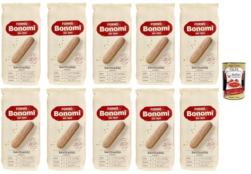 Forno Bonomi, italienische Löffelbiskuits, Savoiardi, Ladyfingers, für Tiramisu, biscuits cookies kekse 10x 400g + Italian Gourmet polpa 400g von Italian Gourmet E.R.