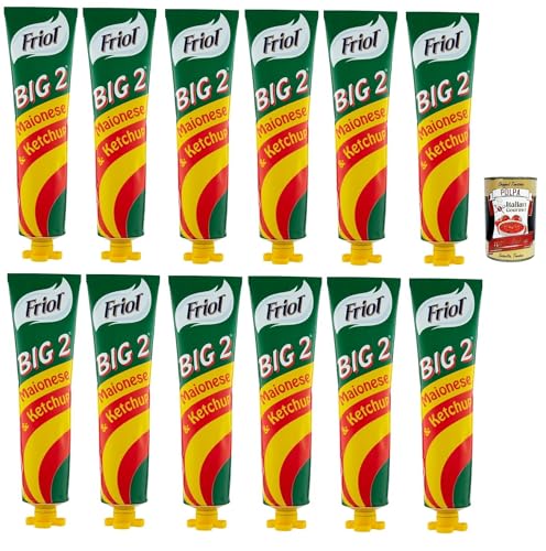 Friol Big 2 Maionese & Ketchup, Saucen mischung, Sauce mit Mayonnaisestreifen und Ketchup zur Abrundung des Geschmacks 12x 190 g + Italian Gourmet polpa 400g von Italian Gourmet E.R.