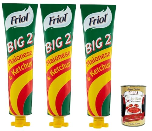 Friol Big 2 Maionese & Ketchup, Saucen mischung, Sauce mit Mayonnaisestreifen und Ketchup zur Abrundung des Geschmacks 3x 190 g + Italian Gourmet polpa 400g von Italian Gourmet E.R.