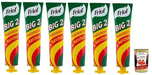 Friol Big 2 Maionese & Ketchup, Saucen mischung, Sauce mit Mayonnaisestreifen und Ketchup zur Abrundung des Geschmacks 6x 190 g + Italian Gourmet polpa 400g von Italian Gourmet E.R.