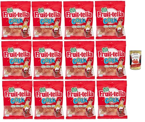 Fruittella Cola, Gummibon, verschiedene Obstgeschmack, mit Fruchtsaft, glutenfrei, 12x 90 g + Italian Gourmet polpa 400g von Italian Gourmet E.R.