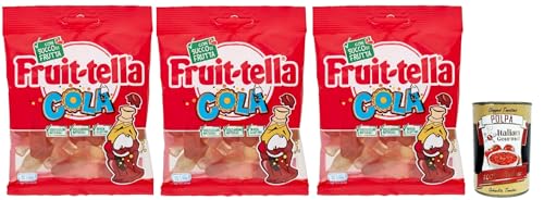 Fruittella Cola, Gummibon, verschiedene Obstgeschmack, mit Fruchtsaft, glutenfrei, 3x 90 g + Italian Gourmet polpa 400g von Italian Gourmet E.R.