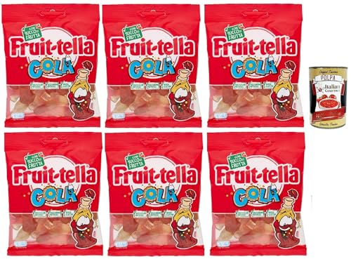 Fruittella Cola, Gummibon, verschiedene Obstgeschmack, mit Fruchtsaft, glutenfrei, 6x 90 g + Italian Gourmet polpa 400g von Italian Gourmet E.R.