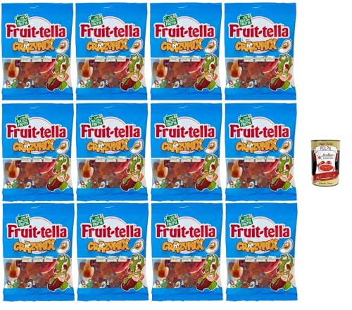 Fruittella Crazy Mix, Gummiband, verschiedene Obstgeschmack, mit Fruchtsaft, glutenfrei, 12x 175g + Italian Gourmet polpa 400g von Italian Gourmet E.R.