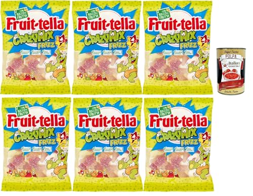 Fruittella Crazy Mix Frizz, Gummibon, verschiedene, funkelnde Früchte, mit Fruchtsaft, Gluten -freier, 6x 175g + Italian Gourmet polpa 400g von Italian Gourmet E.R.