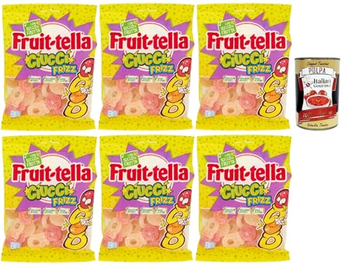 Fruittella Cuicci frizz, Gummibon, verschiedene Obstgeschmack, mit Fruchtsaft, glutenfrei, 6x 175 g + Italian Gourmet polpa 400g von Italian Gourmet E.R.