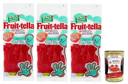 Fruittella Intrecci + Allegri Caramelle Morbide alla Fragola, Weiche Erdbeer Süßigkeiten 3x 125g + Italian Gourmet polpa 400g von Italian Gourmet E.R.