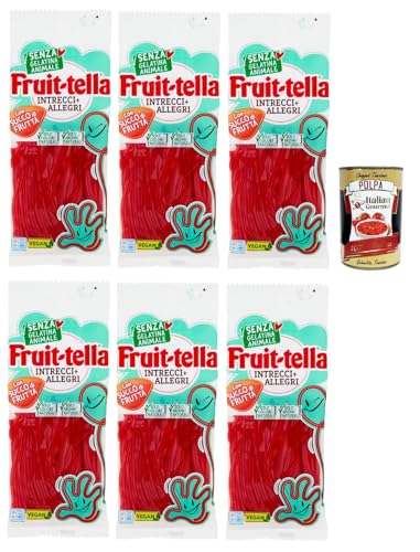 Fruittella Intrecci + Allegri Caramelle Morbide alla Fragola, Weiche Erdbeer Süßigkeiten 6x 125g + Italian Gourmet polpa 400g von Italian Gourmet E.R.